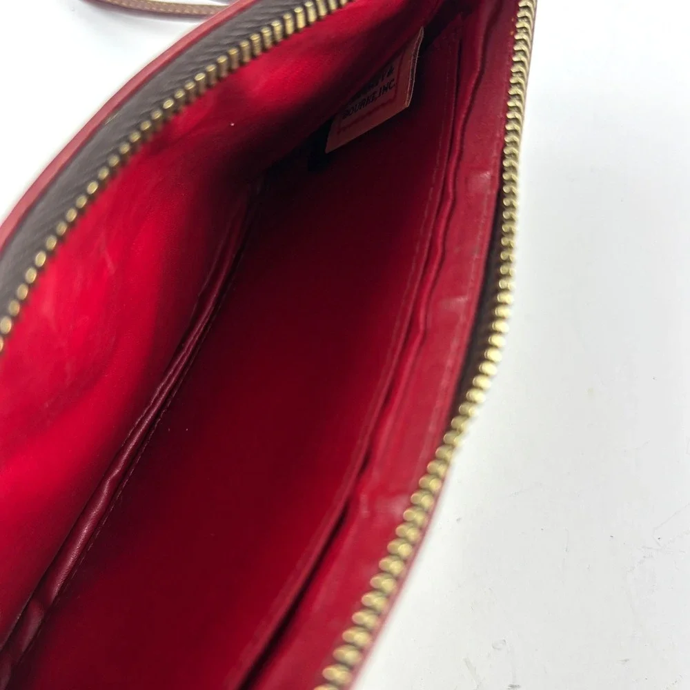 Dooney & Bourke Wristlet Women Small Zebra Tan Red Leather Clutch Bag